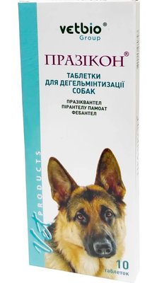Таблетки від глистів Празікон для собак 1х10.ВЕТБІО 153 фото