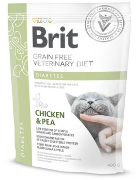 Brit Veterinary Diet Diabetes &mdash; дієтичний сухий корм для котів для регулювання надходження глюкози (при цукровому діабеті), курка та горох, 400 г 00-00017900 фото