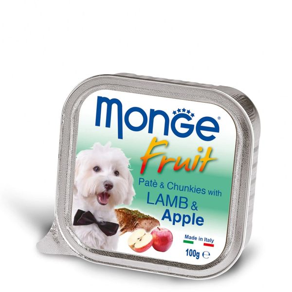 Корм вологий Monge Dog Wet FRUIT для собак Ягня з яблуком 100 г 70013222 фото
