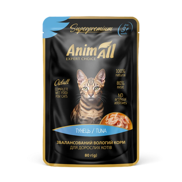 Корм влажный для кошек AnimAll, тунец, 80 г СП-00001475 фото