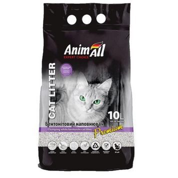 Бентонітовий наповнювач для котячого туалету AnimAll Білий з ароматом лаванди комкуючий 10л 00-00005022 фото