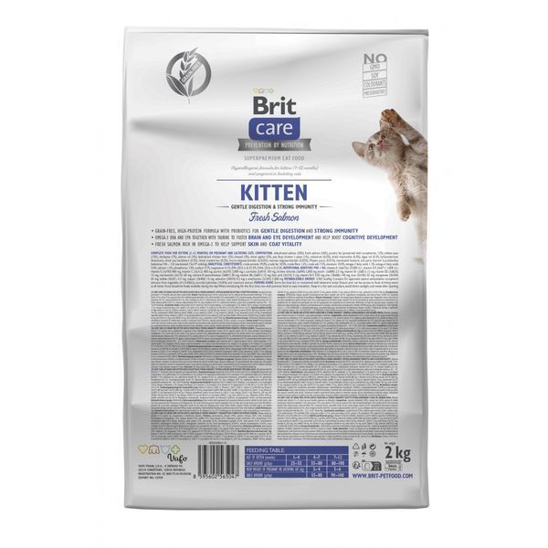 Сухой корм для котят Brit Care (Брит Кеа) Grain-Free Kitten Gentle Digestion & Strong Immunity с лососем, 7 кг 00-00019225 фото