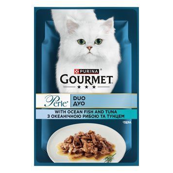 Gourmet Perle DUO влажный корм для кошек, с океанической рыбой и тунцом в подливке, 85 г 00-00004995 фото
