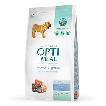 Optimeal Hypoallergenic Adult Medium Breed сухой гипоаллергенный корм для собак средних и крупных пород, с лососем, 12 кг 00-00018575 фото