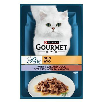 Gourmet Perle вологий корм для котів, з телятиною та качкою у підливці, 85 г 00-00004996 фото