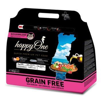Корм сухой беззерновой happyOne Mediterraneum Sterilized Cat Fresh Sardine для стерилизованных кошек со свежей сардиной 3кг 00-00019407 фото