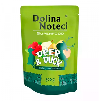 Корм вологий для собак Dolina Noteci Superfood з олениною та качкою, 300 г 00-00018316 фото