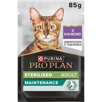 Pro Plan Sterilised Maintenance влажный корм для котов после стерилизации, с уткой, кусочки в подливке, 85 г 00-00019511 фото