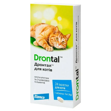 Drontal антигельмітні таблетки для котів до 4 кг Bayer, 24 шт 00-00002052 фото