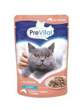 Корм вологий для котів PreVital з лососем у соусі, 100 г 00-00019577 фото