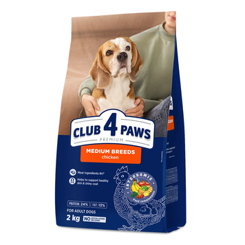Клуб 4 лапи Premium Adult Medium Breeds сухий корм для дорослих собак середніх порід, 2 кг 00-00018578 фото