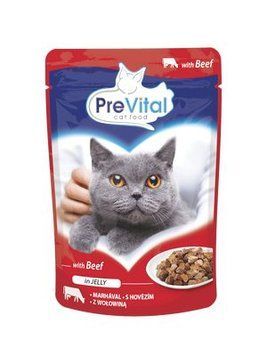 Корм вологий для котів PreVital з яловичиною в желе, 100 г 00-00019578 фото