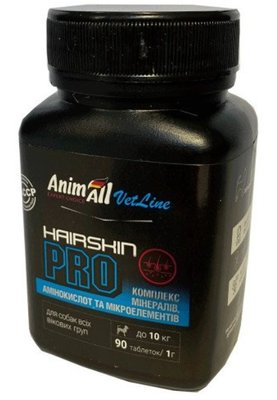 Вітаміни AnimAll VetLine Hair Skin PRO для малих порід собак, 90 таб по 1 г 139 898 фото