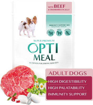 Корм вологий Optimeal для дорослих собак яловичина та журавлина в желе 100 г sp_00-00006609 фото