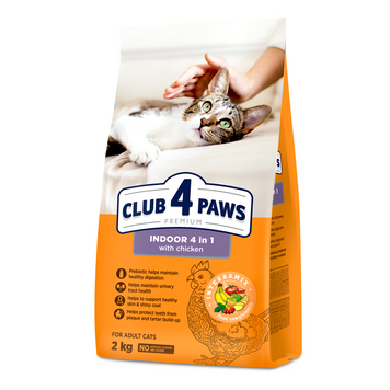 Сухий корм для дорослих котів Club 4 Paws Premium Indoor 4in1 для вихованців, що живуть у приміщенні, 2 кг 00-00003196 фото