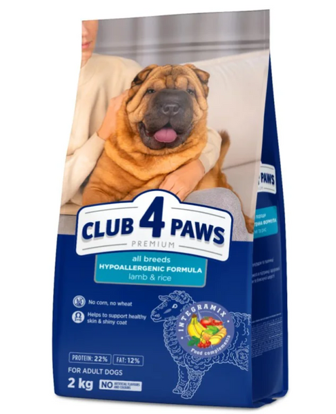 Сухий гіпоалергенний корм для дорослих собак усіх порід Club 4 Paws Premium Adult All Breeds (з ягням та рисом), 14кг 00-00018580 фото