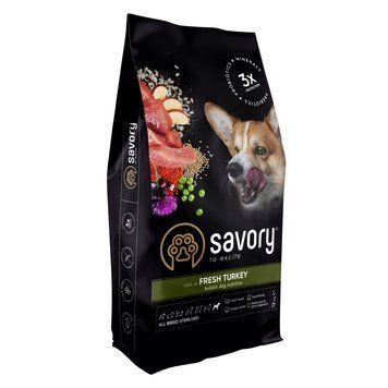 Сухой корм для взрослых собак SAVORY Sterilized (со свежей индейкой), 3 кг 00-00018618 фото