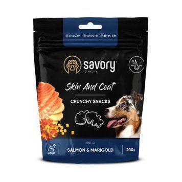 Ласощі для собак Savory для здоров&rsquo;я шкіри та шерсті з лососем і чорнобривцем 200г 00-00003119 фото