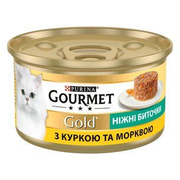 Gourmet Gold влажный корм для кошек, "Нежные биточки" с курицей и морковью, 85 г 00-00000126 фото