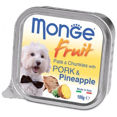 Корм вологий Monge Dog Wet FRUIT для собак Свинина з ананасом 100 г 70013253 фото