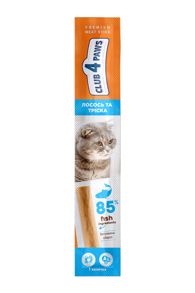 Лакомство для кошек Клуб 4 Лапы (Club 4 Paws) Premium, мясная палочка с лососем и треской, 5 г 00-00003257 фото