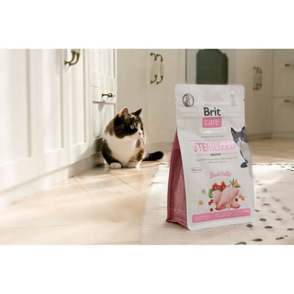 Brit Care Sterilized Sensitive сухой корм для стерилизованных котов с чувствительным пищеварением, с кроликом, 2 кг 00-00001467 фото