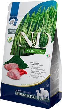 Farmina N&D Spirulina Grain Free Medium & Maxi сухий корм для собак великих порід, з ягням, спіруліною та ягодами годжі, 2 кг 00-00019243 фото