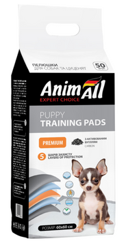 Пеленки AnimAll 60х60 см с активированным углем / 50штук 00-00002102 фото