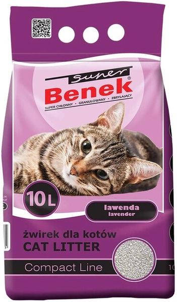 Бентонітовий наповнювач для котів Super Benek Compact ЛАВАНДА 5 л - 10 л, 10 л ФЧСЩЯР05154 фото