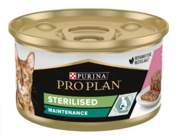 Pro Plan Sterilised влажный корм для стерилизованных кошек, с тунцом и лососем, консерва, 85 г 00-00000903 фото