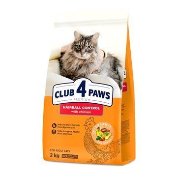 Сухий корм для дорослих котів для виведення шерсті Club 4 Paws Premium Hairball Control, 2 кг 00-00018063 фото