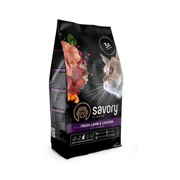 Корм сухой SAVORY для стерилизованных котов, со свежим ягненком и курицей, 8 кг 00-00017869 фото
