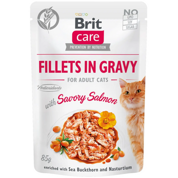 Brit Care вологий корм для котів, з філе та лососем в соусі, 85 г 00-00004316 фото