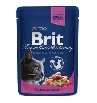 Brit Premium вологий корм для котів з лососем та фореллю, 100 г 00-00004326 фото