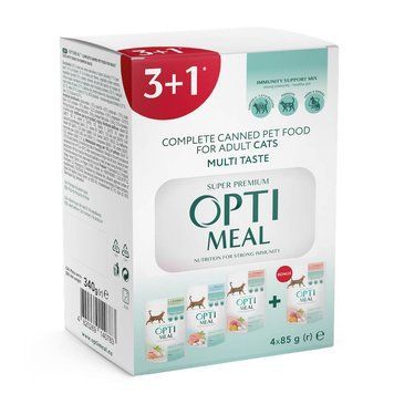 Optimeal Multi Taste 3+1 набір вологого корму для котів, з різними смаками, 340 г 00-00011343 фото
