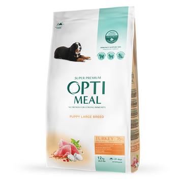 Optimeal Puppy Large Breeds сухой корм для щенков больших пород, с индейкой, 12 кг 00-00007279 фото