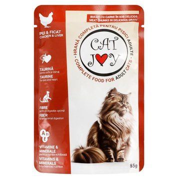 Корм вологий для котів Cat Joy з куркою та печінкою в соусі, 85 г СП-00000302 фото