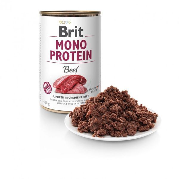 Brit Mono Protein вологий корм для собак, з яловичиною, 400 г 00-00004531 фото