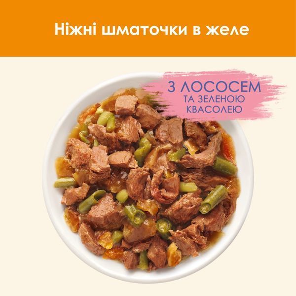 Cat Chow Adult вологий корм для котів, з лососем та зеленою квасолею в желе, 85 г 00-00000222 фото