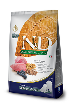 Farmina N&D Ancestral Grain Low Grain Medium & Maxi Puppy сухой корм для щенков средних и крупных пород, с ягненком и черникой, 2,5 кг 00-00003677 фото