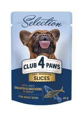 Корм вологий Клуб 4 лапи Selection для собак малих порід шматочки з лососем та макрелью в соусі 85 г 3874380 фото
