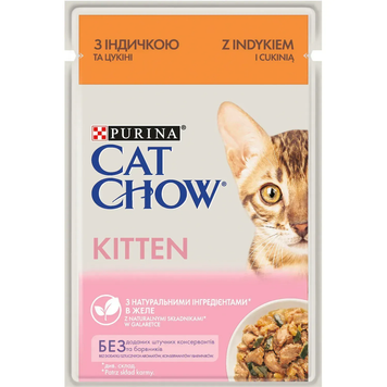 Cat Chow Kitten вологий корм для кошенят, з індичкою та кабачками в желе, 85 г 00-00000272 фото