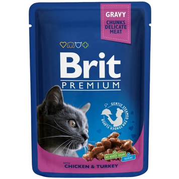 Brit Premium вологий корм для котів, з куркою та індичкою, 100 г 00-00004325 фото