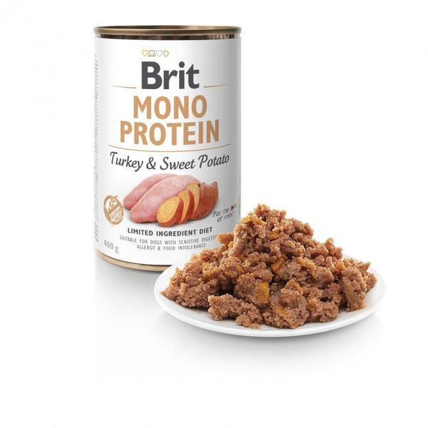 Brit Mono Protein вологий корм для собак, з індичкою та бататом, 400 г 00-00004534 фото