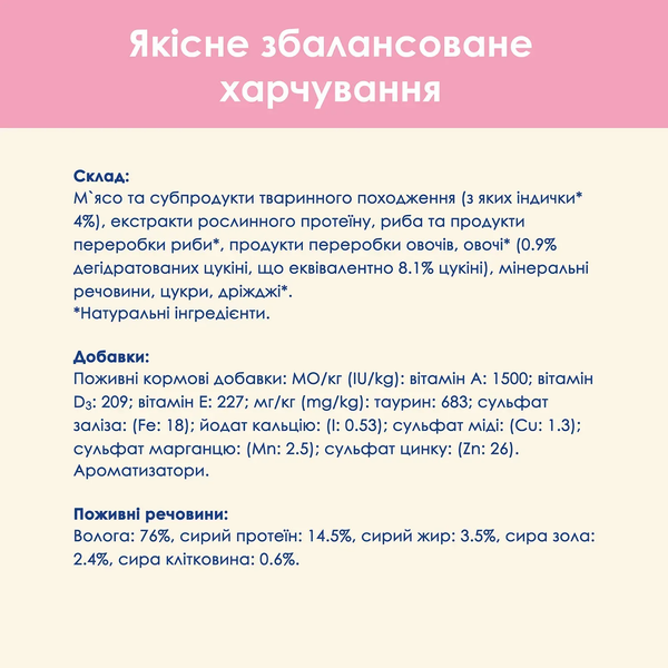 Вологий корм для кошенят Purina Cat Chow Kitten зі шматочками індички та кабачками в ніжному желе, 85 г 00-00000272 фото