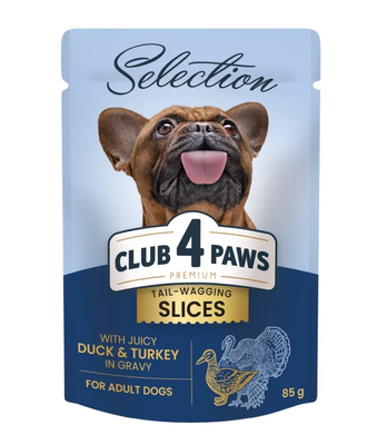 Корм вологий Клуб 4 лапи Selection для собак малих порід шматочки з качкою та індичкою в соусі 85 г 38749520 фото