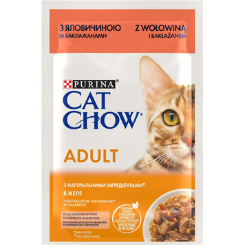 Cat Chow Adult влажный корм для взрослых котов, с говядиной и баклажанами в желе, 85 г 00-00000274 фото
