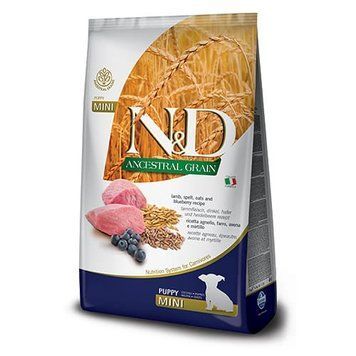 Farmina N&D Low Grain Mini Puppy сухий корм для цуценят малих порід із чутливим травленням, з ягням та чорницею, 2,5 кг 00-00003680 фото