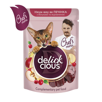 Delickcious вологий корм для котів Смакує як печінка з яблуками та журавлиною, 85 г СП-00001240 фото