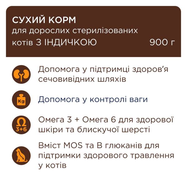 Клуб 4 лапи Premium Sterilised сухий корм для стерилізованих котів, з індичкою, 2 кг СП-00001360 фото